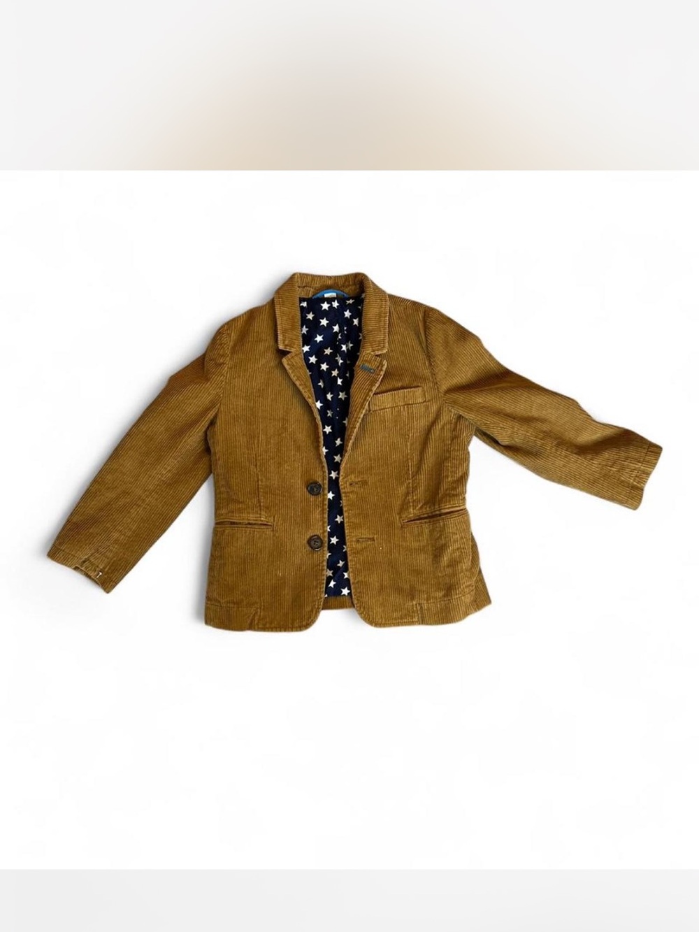 Mini Boden Mustard Brown Corduroy Blazer with Star Lining